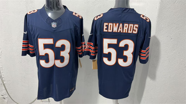 Men's Navy Chicago Bears #53 T.J. Edwards 2026 F.U.S.E. Vapor Untouchable Limited Stitched Football Jersey